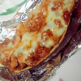 トースターで、茄子のチーズ焼き